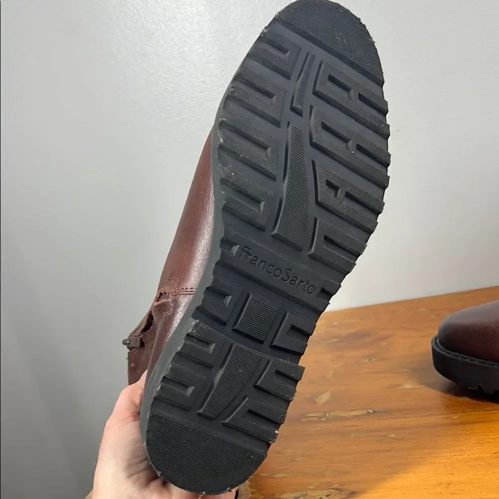 Franco Sarto Brown Leather Ankle Boots
